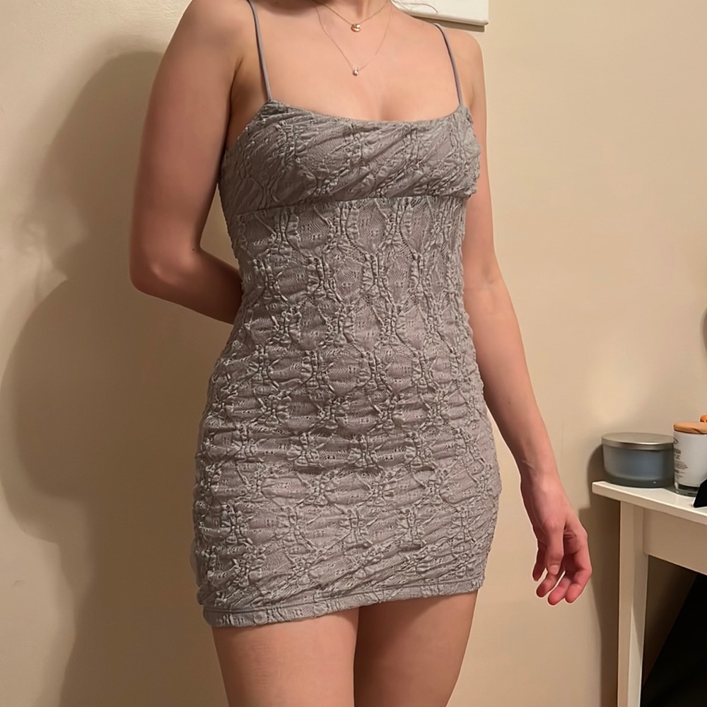Pull&Bear Mini Sexy Gray Lace Dress